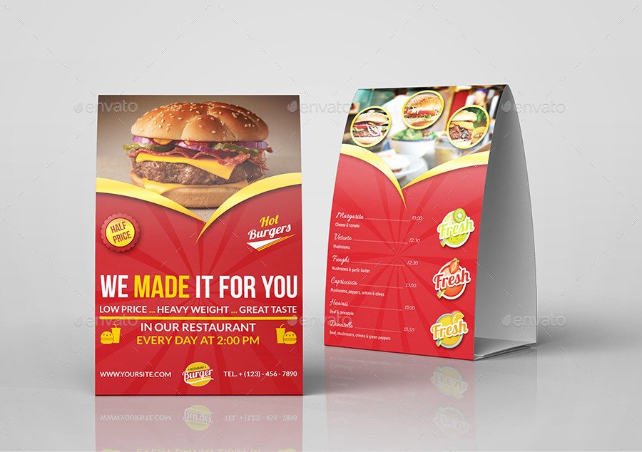 Restaurant Table Tent Template Luxury Restaurant Advertising Bundle Vol 4 by Ow