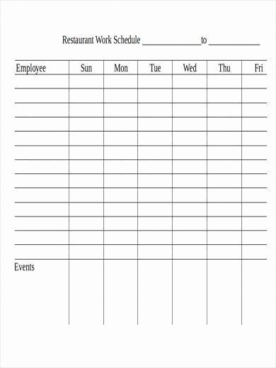 Restaurant Work Schedule Template Awesome 9 Restaurant Schedule Templates – Pdf Word Excel
