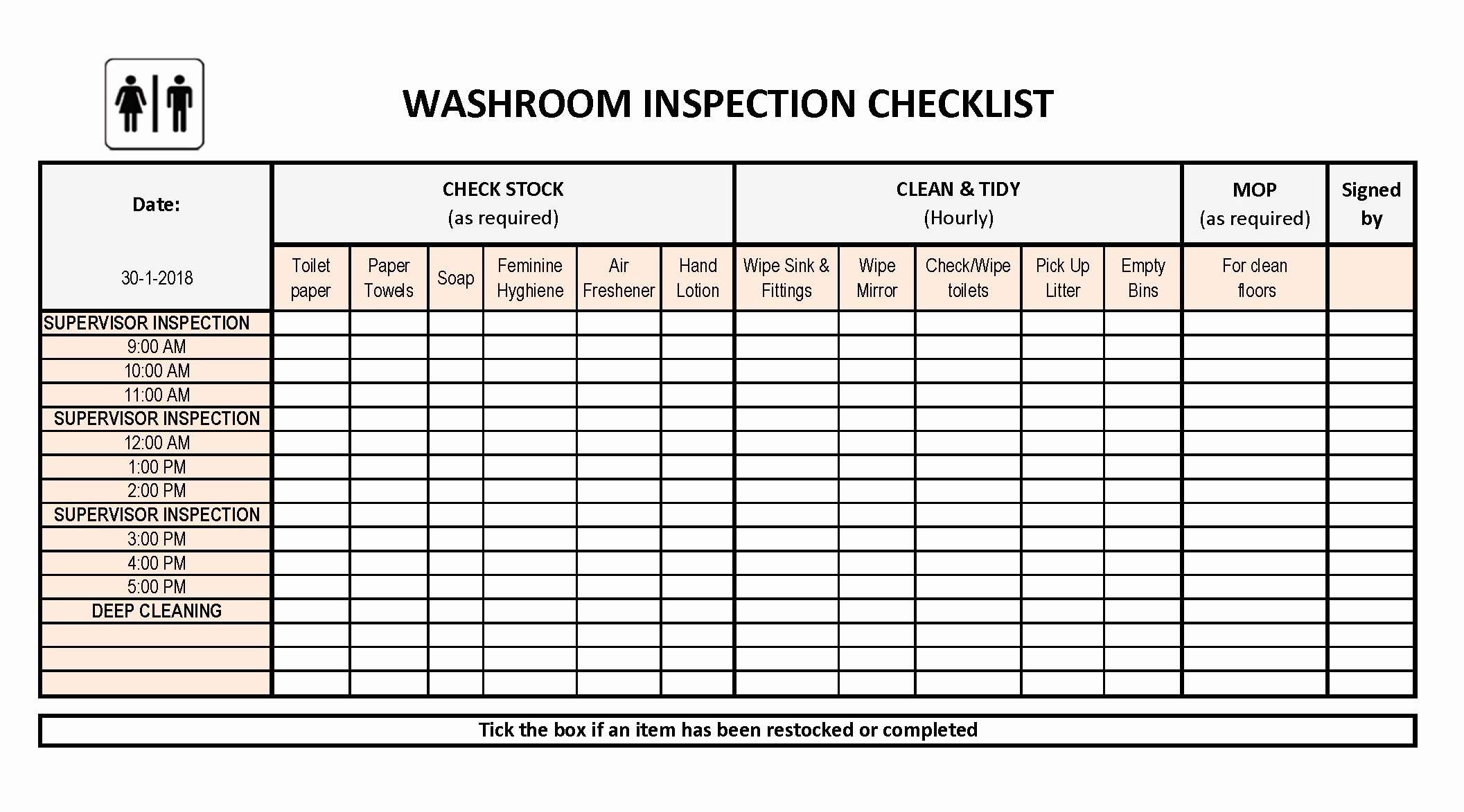 Restroom Cleaning Log Template Awesome Restroom Cleaning Checklist