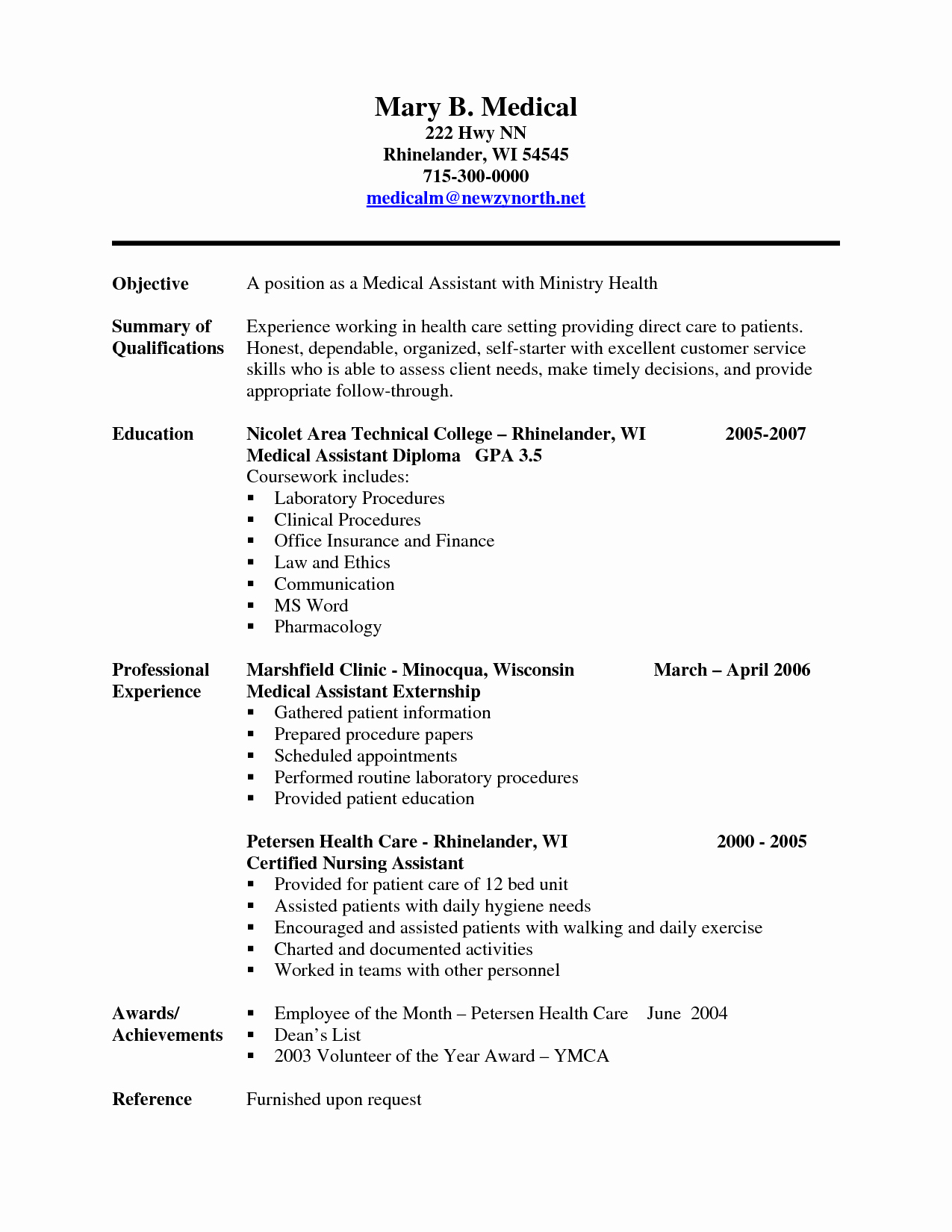 Resume Template for Medical assistant Awesome Experienced Medical assistant Resume Sample Cakepins
