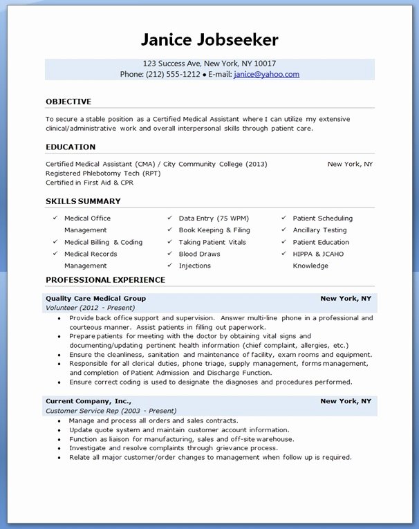 Resume Template for Medical assistant Awesome Medical assistant Resume Sample