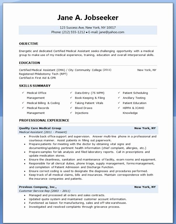 Resume Template for Medical assistant Awesome Medical assistant Sample Resume
