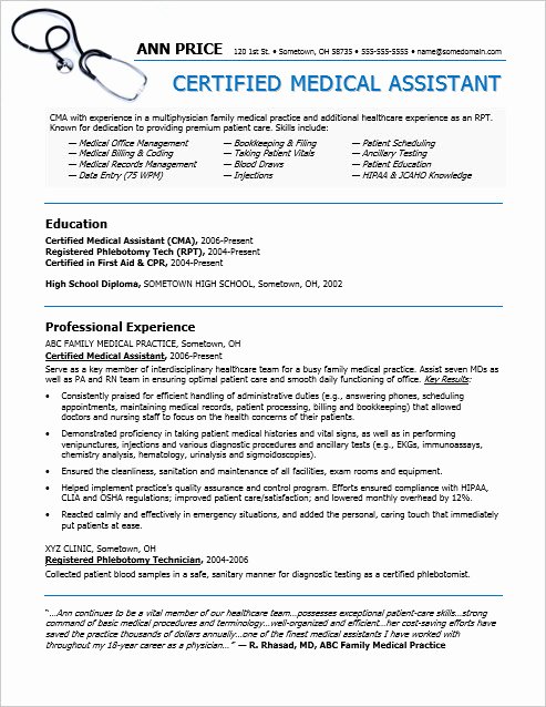 Resume Template for Medical assistant Best Of Medical assistant Resume Sample
