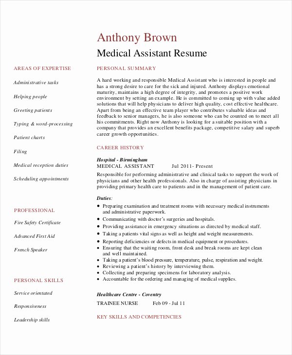 Resume Template for Medical assistant Elegant Generic Resume Template 28 Free Word Pdf Documents