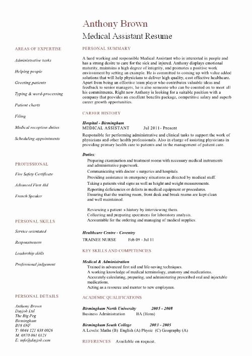 Resume Template for Medical assistant Elegant Medical assistant Resume 2016 Samplebusinessresume