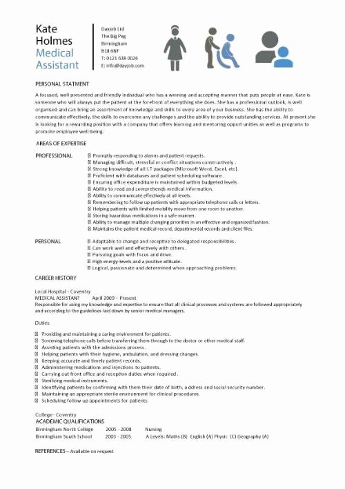 Resume Template for Medical assistant Fresh Medical assistant Sample Resume