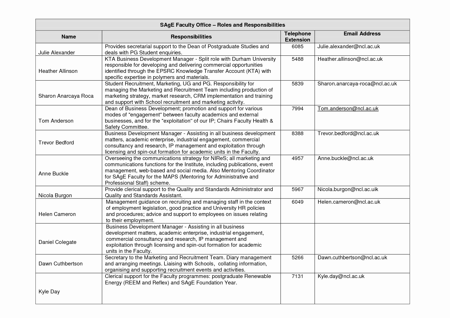 Roles and Responsibilities Template Excel Luxury Roles and Responsibilities Template