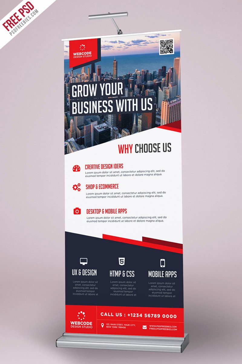 Roll Up Banner Template Lovely Corporate Advertisement Roll Up Banner Psd Template