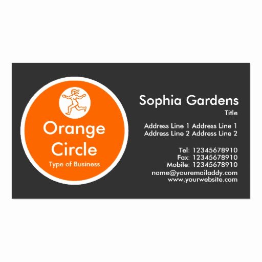 Round Business Card Template Beautiful orange Circle Dark Gray Business Card Template