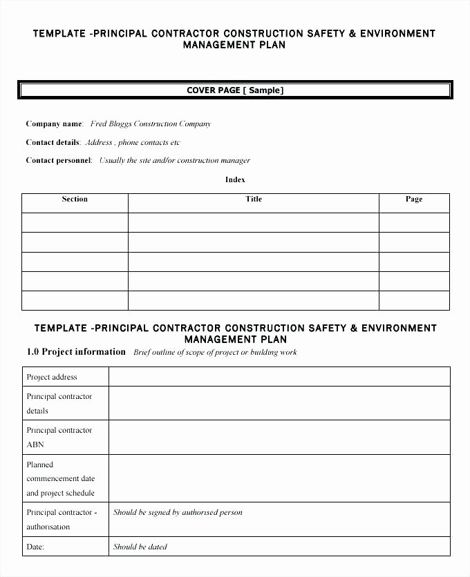 Safety and Health Program Template New Pany Safety Plan Template