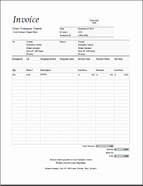 Sale Invoice Template Word Awesome 4 Customizable Invoice Templates for Excel
