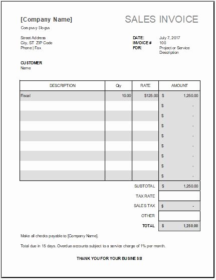 Sale Invoice Template Word Awesome Ms Excel Sales Invoice Template