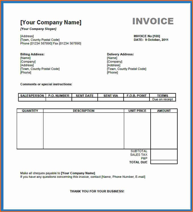 Sale Invoice Template Word New 6 Word Sales Invoice Template Bud Template Letter