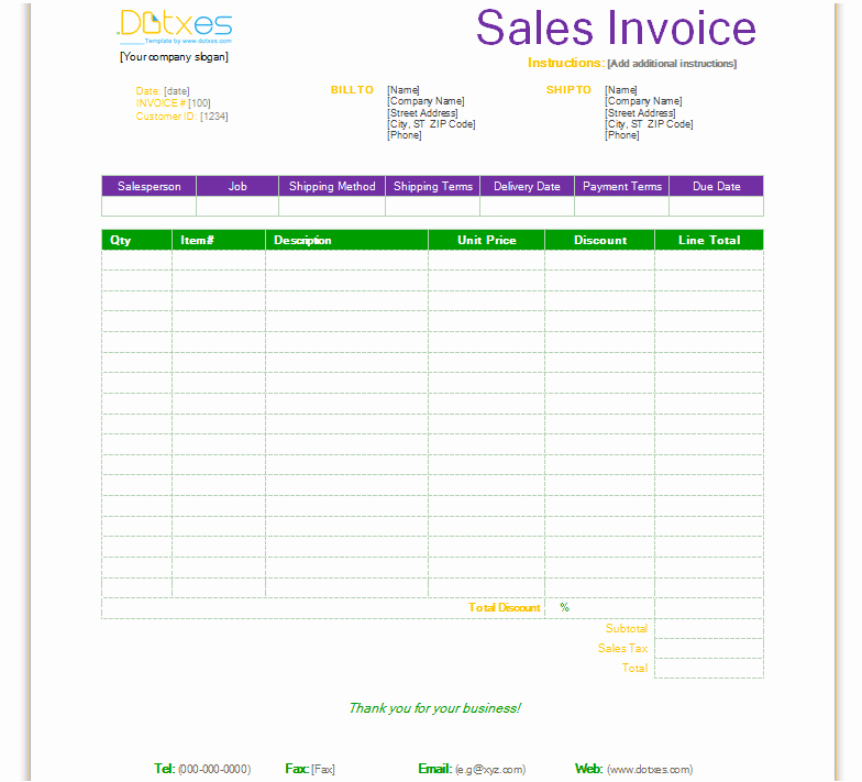 Sale Invoice Template Word New Free Invoice Template for Word Excel Open Fice and