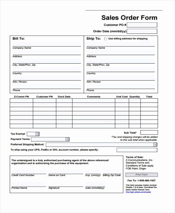 Sale order form Template Best Of Simple order forms