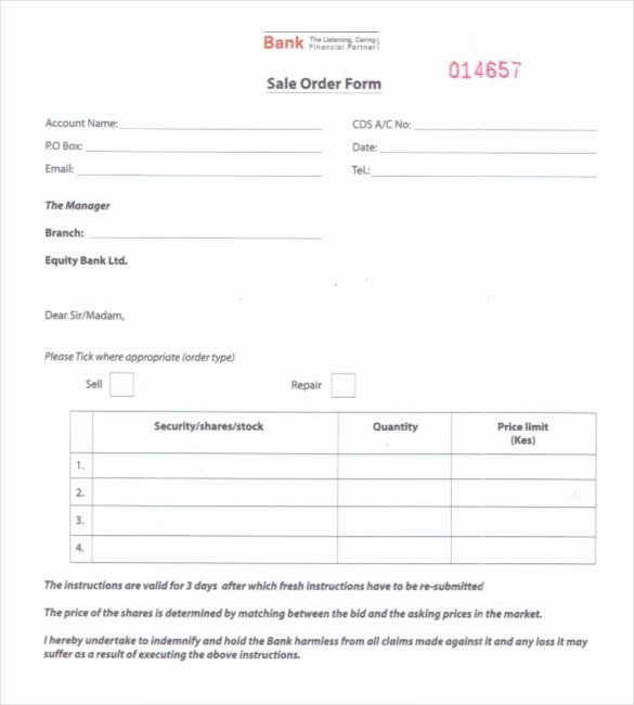 Sale order form Template Fresh 26 Sales order Templates – Free Sample Example format