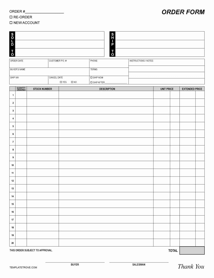 Sale order form Template Lovely 40 order form Templates [work order Change order More]