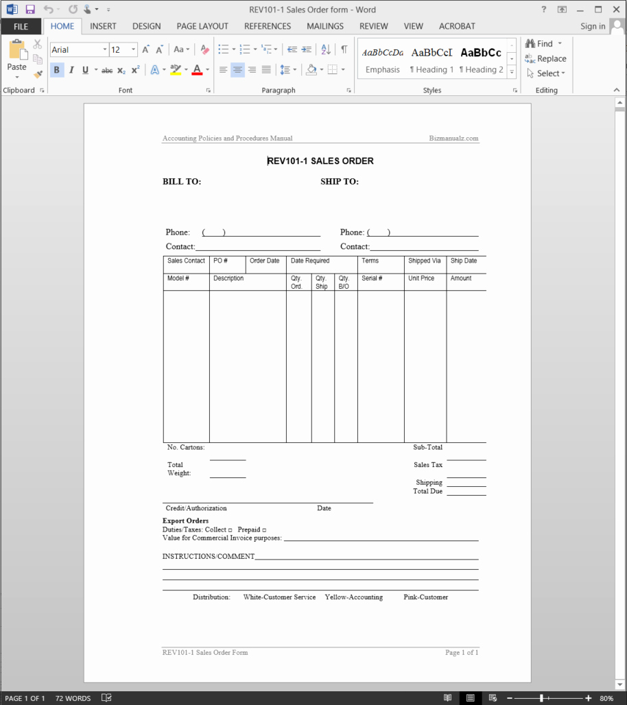 Sale order form Template Lovely Sales order Template