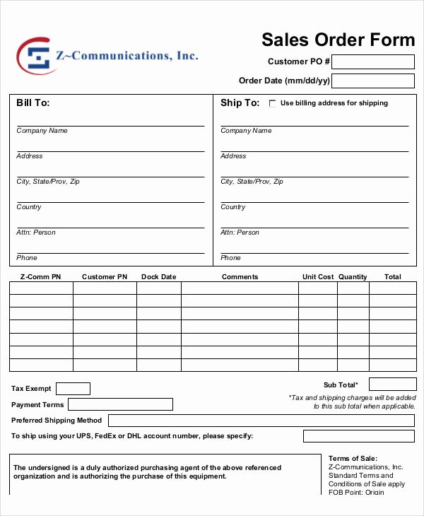 Sale order form Template Unique Simple order form 9 Examples In Word Pdf