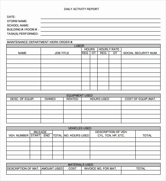 Sales Activity Report Template Elegant Daily Report Template 12 Free Samples Examples format
