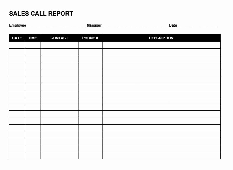 Sales Call Log Template Fresh Free Sales Call Report Templates