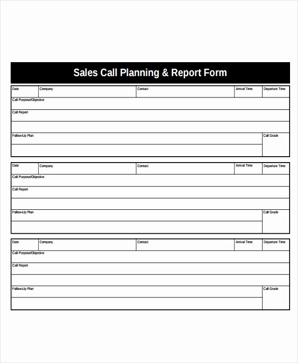 Sales Call Plan Template Lovely 15 Sales Report form Templates