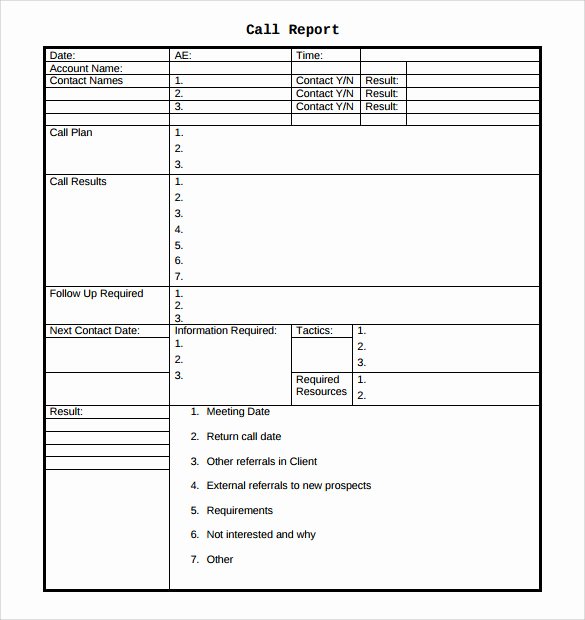 Sales Call Report Template Excel Fresh 14 Sales Call Report Samples