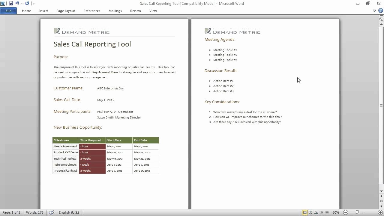Sales Call Reporting Template Fresh Sales Call Reporting Template