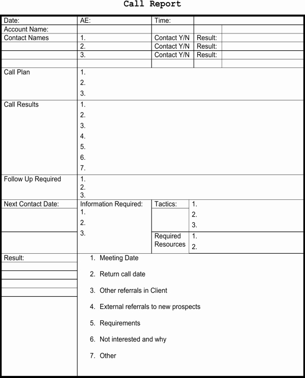 Sales Call Reporting Template Inspirational Sales Call Report Templates