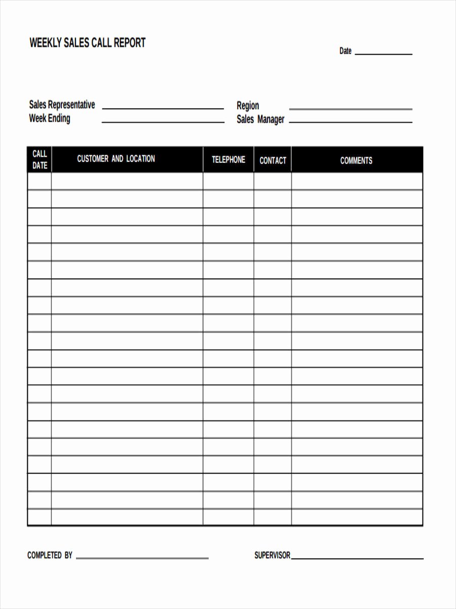 Sales Call Tracking Template Fresh 21 Free Sales Report form