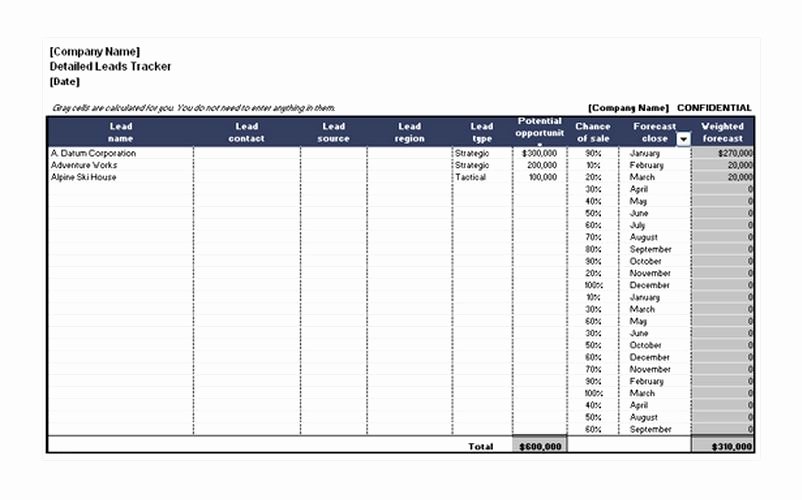 sales lead sheet template