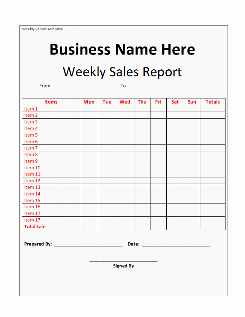 Sales Calls Report Template Best Of Weekly Report Template
