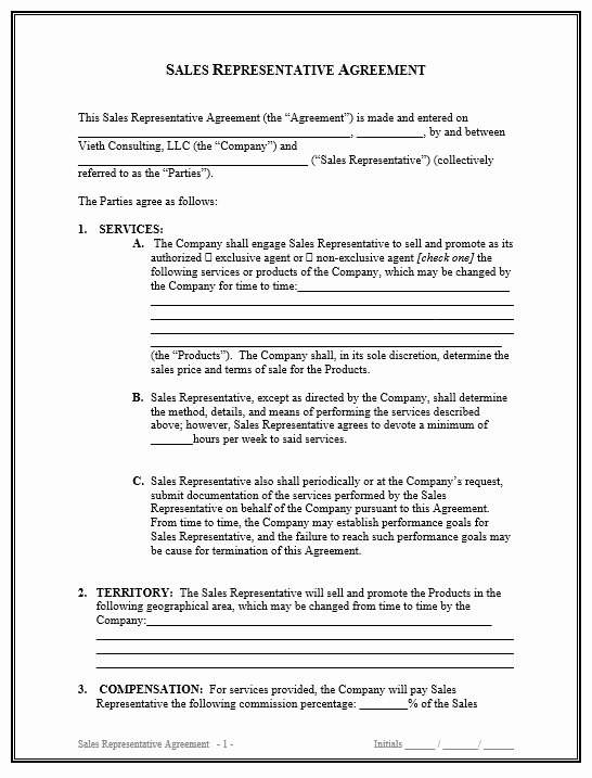 Sales Commission Contract Template Lovely 9 Free Sample Sales Representative Agreement Templates