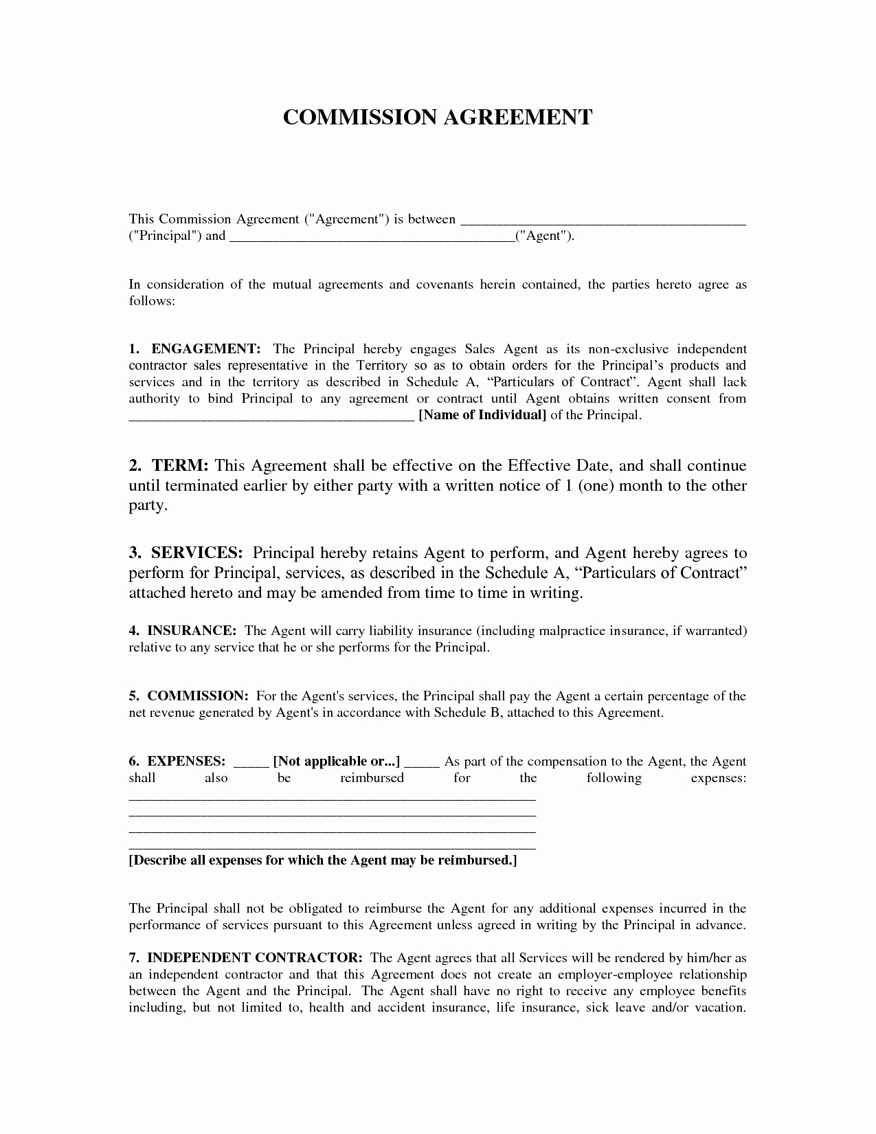 Sales Commission Contract Template Unique 7 Best Of Sales Mission Agreement Sample Sales
