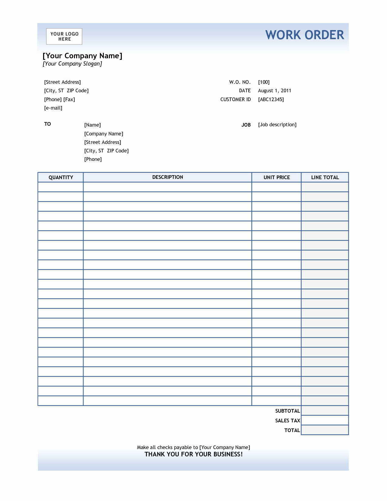 Sales order form Template Fresh order form Template