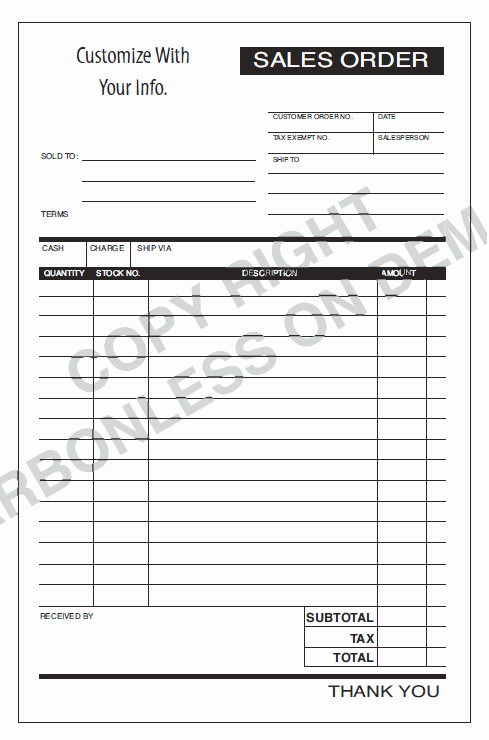 Sales order form Template Lovely Carbonless forms Templates