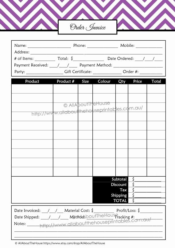 Sales order form Template Luxury Direct Sales order Invoice form Direct Sales Planner