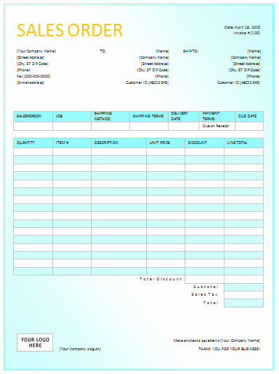 Sales order form Template Luxury Purchase order Template