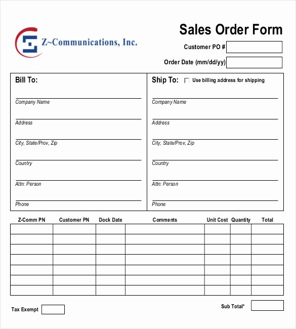 Sales order Template Excel Best Of 26 Sales order Templates – Free Sample Example format