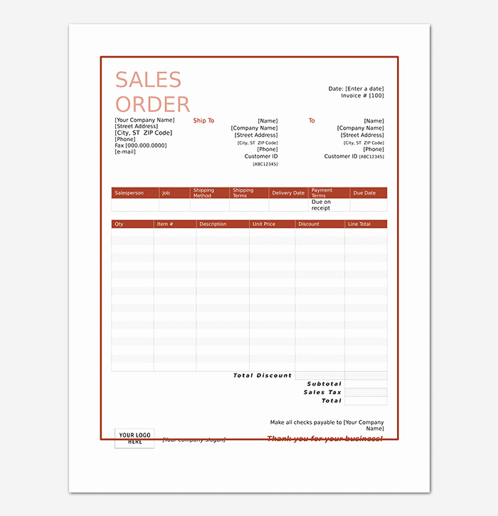 Sales order Template Excel New Sales order Template 22 formats &amp; Examples Word Excel
