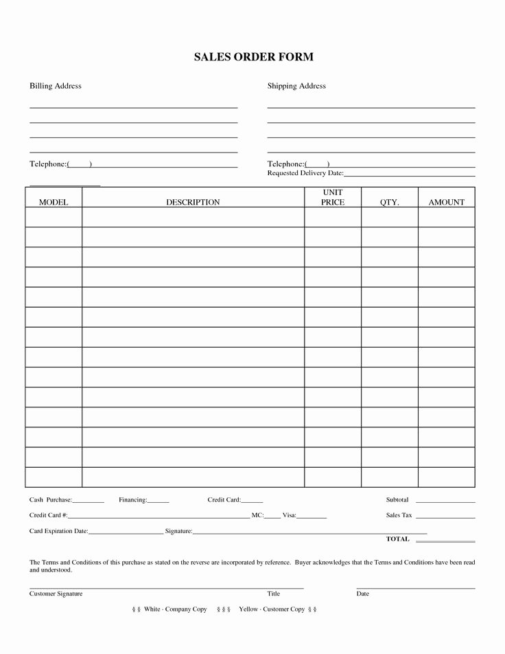 Sales order Template Excel Unique Sales forms Sales order form Doc Doc