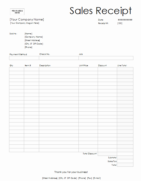 Sales Receipt Template Excel Inspirational 6 Free Printable Sales Receipt Template