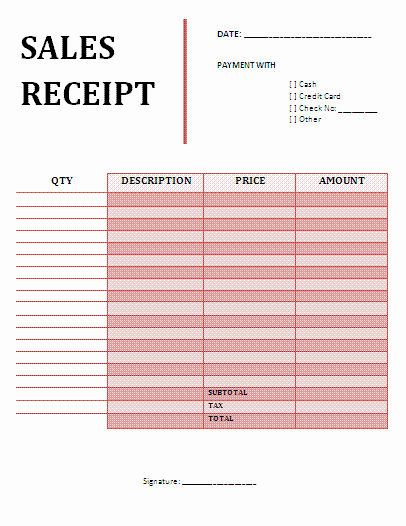 Sales Receipt Template Free Lovely Sales Receipt Template