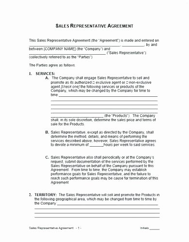 Sales Rep Agreement Template Fresh Manufacturers Rep Agreement Template