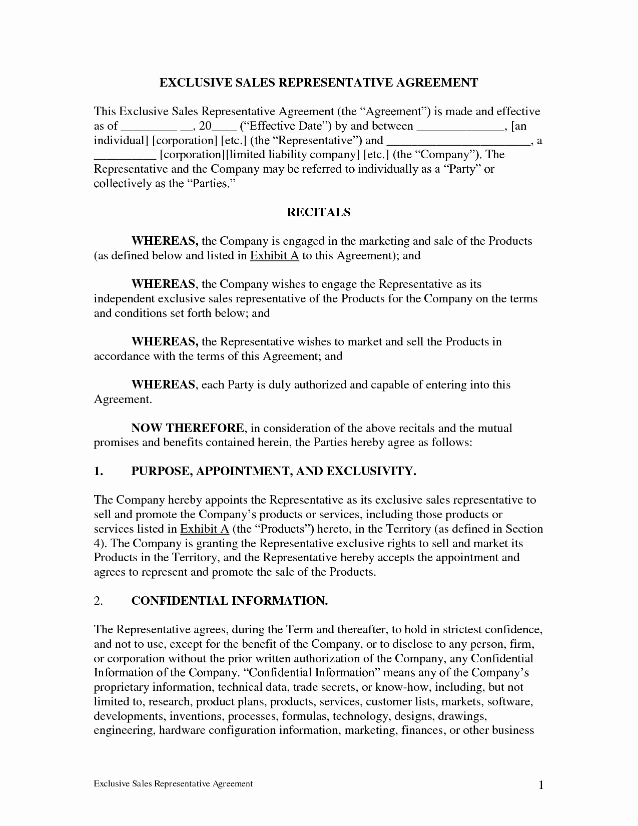 Sales Rep Contract Template Inspirational 10 Best Of Exclusive Sales Agreement Template