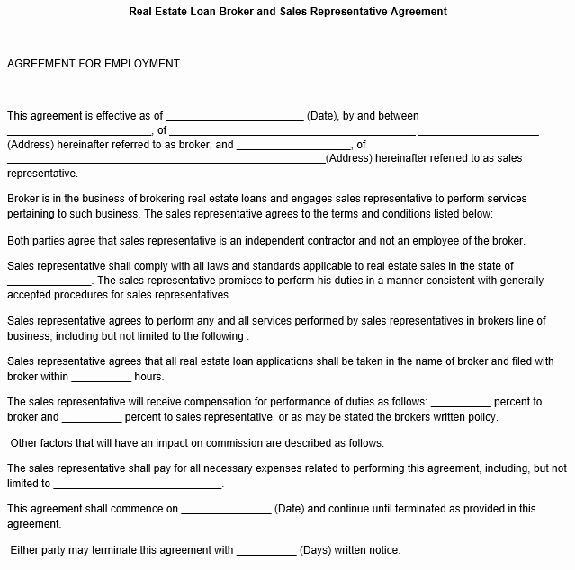 Sales Rep Contract Template Inspirational Sales Representative Agreement Template