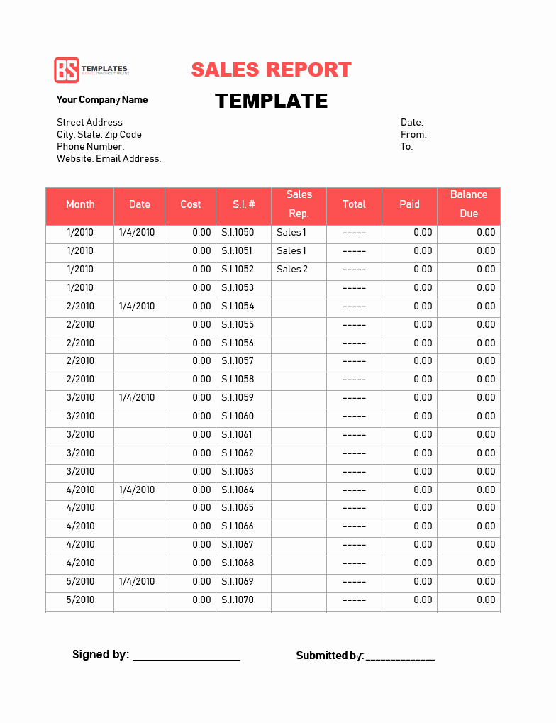 Sales Report Template Excel Beautiful Sales Report Templates – 10 Monthly and Weekly Sales