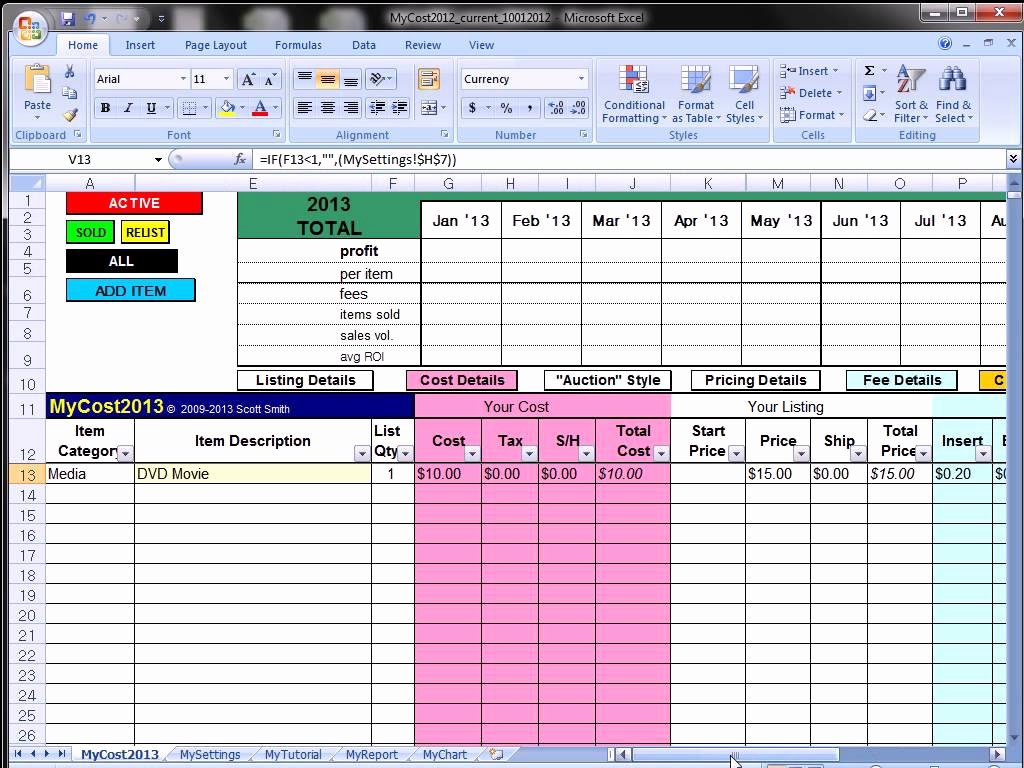 Sales Tracking Template Excel Free Awesome Ebay Profit Track Sales Excel Spreadsheet Ebay Spreadsheet