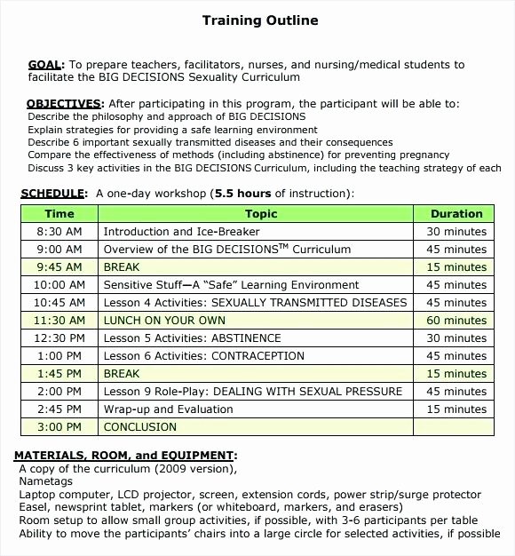 Sales Training Program Template Awesome Training Curriculum Template Training Outline Example