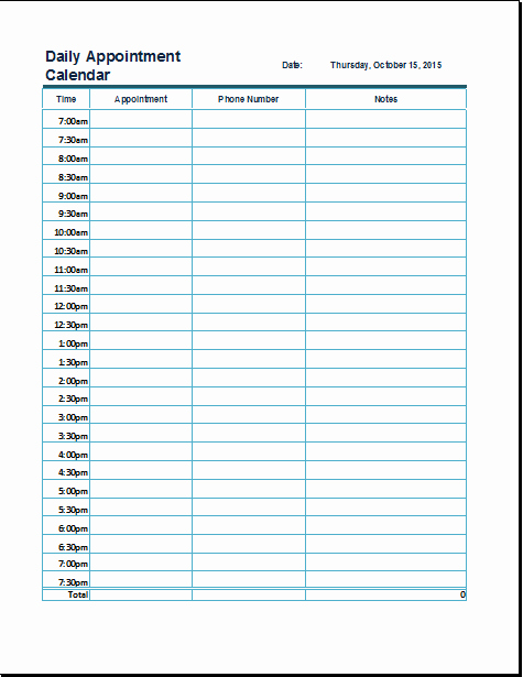 Salon Appointment Book Template Best Of Ms Excel Daily Appointment Calendar Template
